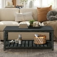 thumbnail image 3 of Open Base Wooden Coffee Table with Storage Space for Living Room, Antique Black, 3 of 8