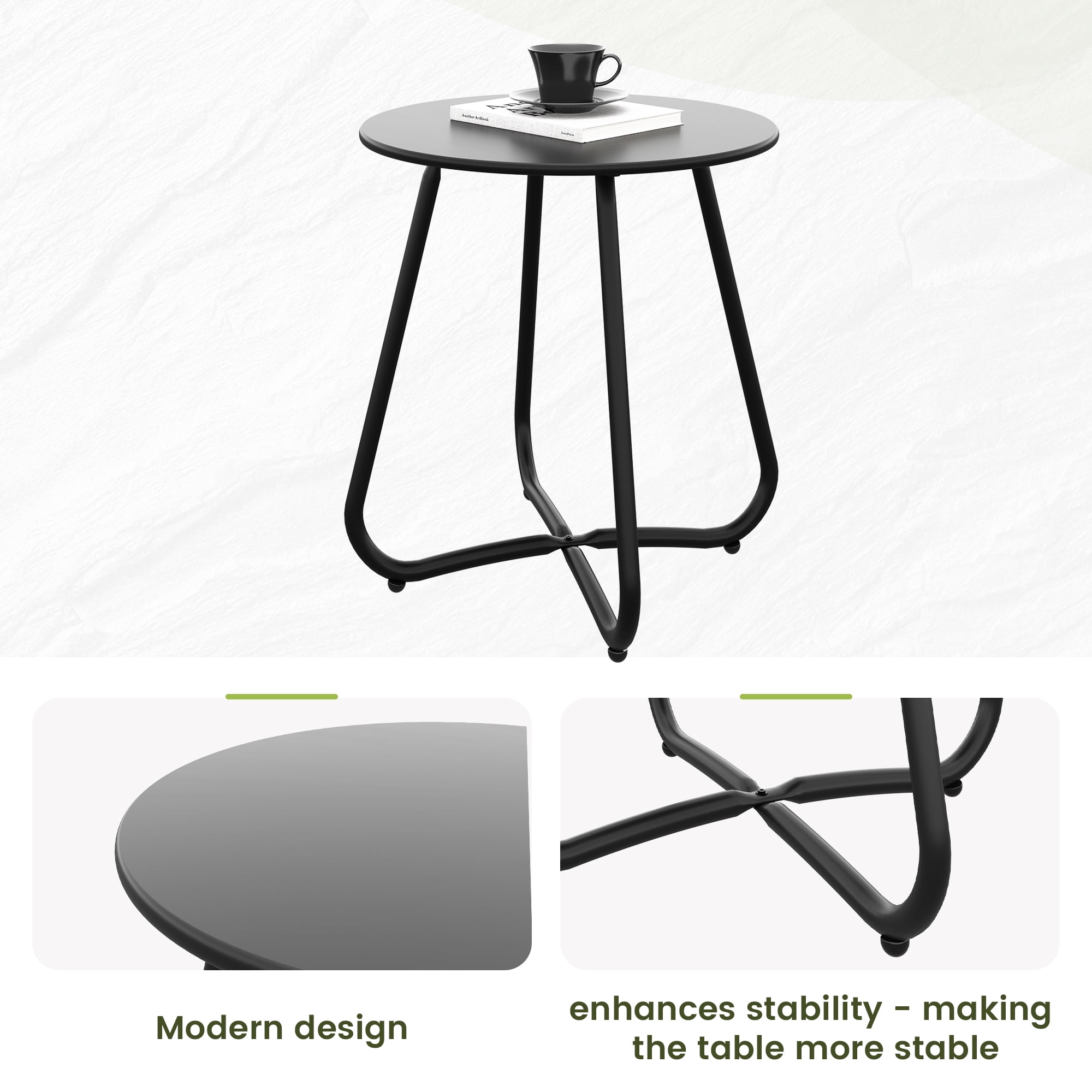 ELPOUSN 3-Piece Modern Outdoor Lounge Set for 2 - Gray Balcony Furniture with Cushions, Stylish Garden & Patio Seating