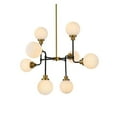 thumbnail image 3 of Hanson 8 lights pendant in black with brass with frosted shade, 3 of 6