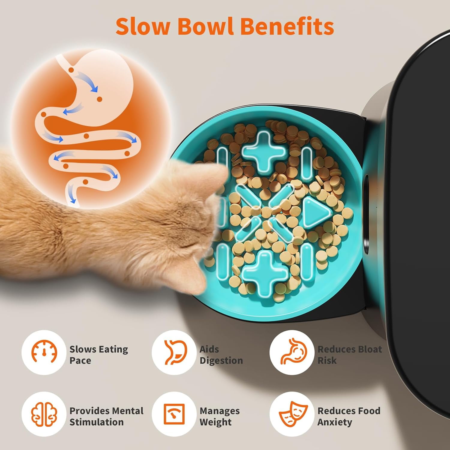 Automatic Cat Feeder for 2 Cats – 3.5L Dual Dispenser with 2 Stainless Bowls, Slow Feed Anti-Choke Bowls, WiFi App Control 2.4G/5G, Dual Power