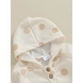 thumbnail image 4 of Infant Baby Fall Hood Jumpsuit Big Dot Print Long Sleeve Waffle Romper, 4 of 7