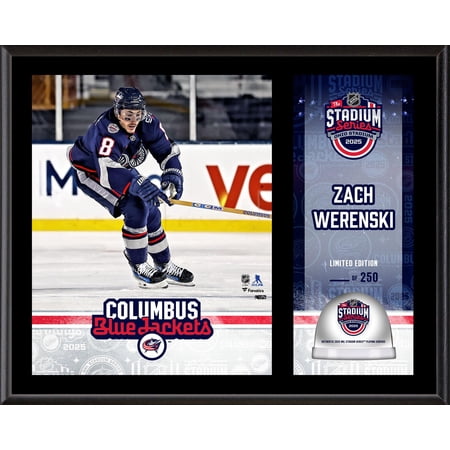 Zach Werenski Columbus Blue Jackets 2025 NHL Stadium Series 12 x 15 Sublimated Plaque with Game-Used Ice – Limited Edition of 250