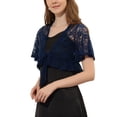 thumbnail image 4 of Allegra K Women's Lace Floral Cardigan Short Sleeve Tie Front Shrugs, 4 of 6