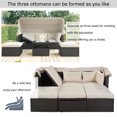 thumbnail image 5 of uhomepro Patio Furniture Outdoor Lawn Backyard Poolside Garden Rectangle Daybed with Retractable Canopy and Lifting Table for Backyard Porch Pool, Patio Sectional Sofa Set with Adjustable Back, Beige, 5 of 14