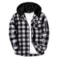 thumbnail image 2 of Jovrlynd Flannel Shirt for Men Plaid Long Sleeve Button Down Hoodie Shirts with Pockets Casual Hooded Shirt Jacket Black M, 2 of 8