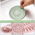 thumbnail image 4 of Protector de cubiertas de drenaje para ducha, tapón de pelo de silicona duradero para bañera, fácil de instalar y limpiar, paquete de 5, 4 of 5