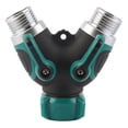 thumbnail image 1 of Divisor de manguera de jardín tipo Y, conector de tubería de 2 vías, válvula de agua de metal plástico para grifo de aspersor de EE. UU., Verde oscuro Methold HA005374-01, 1 of 6