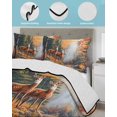 thumbnail image 4 of Quilts Twin Size, Orange Botanical Elk Soft Comforter Bedding Set for Bed, Farmhouse Deer River Lightweight Quilted Bedspread with Pillow Cover(2 Pieces) for All Season, 68x86 Inch, 4 of 6