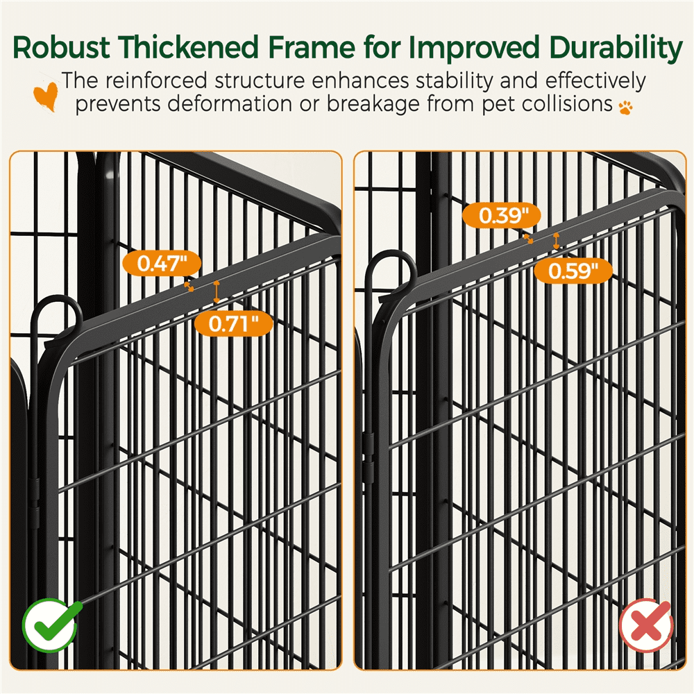 Renwick 40" Tall Steel Foldable Dog Playpen Panels with Door, 6 Panels, Black