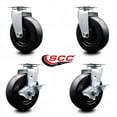 thumbnail image 2 of 6 Inch Polyolefin Swivel Caster Set with Ball Bearings 2 Brakes SCC, 2 of 2