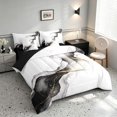thumbnail image 2 of Manfei Aesthetic Abstract Artwork Queen Bedding, Watercolor Painting Bedding Comforter Set Queen, Black White, Black Reversible 7 Pieces, 2 of 6