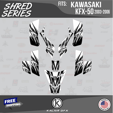 Kalair GFX Graphics Kit for Kawasaki ATV KFX50 (2003-2006) Shred Series Kalair GFX Graphics Kit for Kawasaki ATV KFX50 (2003-2006) Shred Series