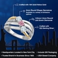 thumbnail image 2 of Gem Stone King 925 Silver and 10K Yellow Gold Sky Blue Aquamarine and Pink Lab Grown Diamond Engagement Ring for Women | 0.90 Cttw | Round 4MM | March Birthstone | Size 9, 2 of 6