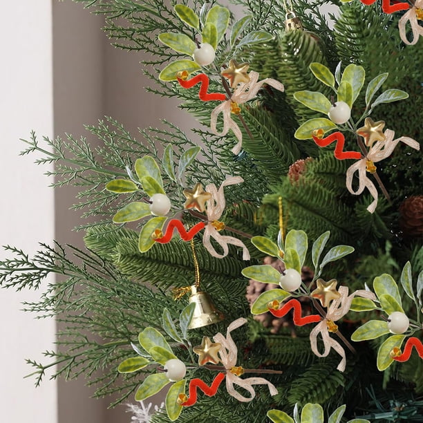 Recortes Simulados De Plástico Ramas de árbol de Navidad con campanas decorativas, Rkxzt