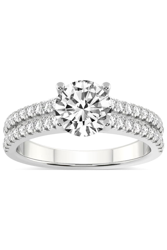 2 Carat IGI Certified Round Shape Lab Grown Diamond Engagement Ring | 14K White Gold | Tosca Secret Halo Double Band Lab Diamond Ring | FG-VS1-VS2 Quality Friendly Diamonds