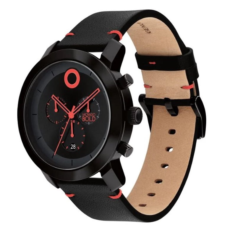 MOVADO 3601068 TREND IMPULSE BLACK CHRONOGRAPH DIAL BLACK LEATHER
