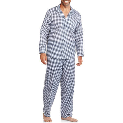 Big and Tall Luxury Flannel Pajamas in Traditional Navy Plaid to Size 4X Tall and 6X Big