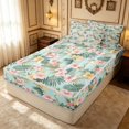 thumbnail image 3 of Erosebridal Cute Blossom Zipper Full Size Comforter Sets with Fitted Sheet and 2 Pillowcases, Garden Flower Zipper Bedding Set, Reversible, Mint Coral, Reversible, 3 of 7