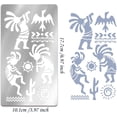 thumbnail image 2 of Tribal Metal Stencil 6.97x3.98 Inch Matte Stainless Steel Kokopelli Fertility Deity Border Stencils with Sun Bird Pattern Reusable African Templates for Wood Carving Painting Engraving, 2 of 9