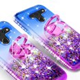 thumbnail image 4 of SOGA Cover Compatible for LG V50 Case, LG V50 ThinQ Case, Liquid Floating Quicksand Case with Diamond Metal Ring for Magnetic Car Mount - Purple on Blue, 4 of 5