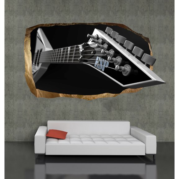 Startonight 3D Mural Wall Art Photo Decor Electric Guitar Amazing Dual View Surprise Wall Mural Wallpaper for Bedroom Music Wall Art Gift Large 47.24 ‘’ By 86.61 ‘’