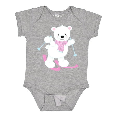 

Inktastic Polar Bear White Bear Cute Bear Skiing Bear Gift Baby Boy or Baby Girl Bodysuit