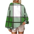 thumbnail image 2 of Womens Striped Oversized Sweatshirt Color Block Crew Neck Long Sleeve Casual Loose Pullover Top Y2K Clothes, 2 of 5