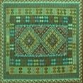 thumbnail image 1 of Ahgly Company Machine Washable Indoor Square Oriental Turquoise Blue Traditional Area Rugs, 6' Square, 1 of 4