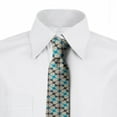 thumbnail image 2 of Floral Necktie, Daisies and Diamonds, Dress Tie, 3.7", Umber Beige and Sky Blue, by Ambesonne, 2 of 3