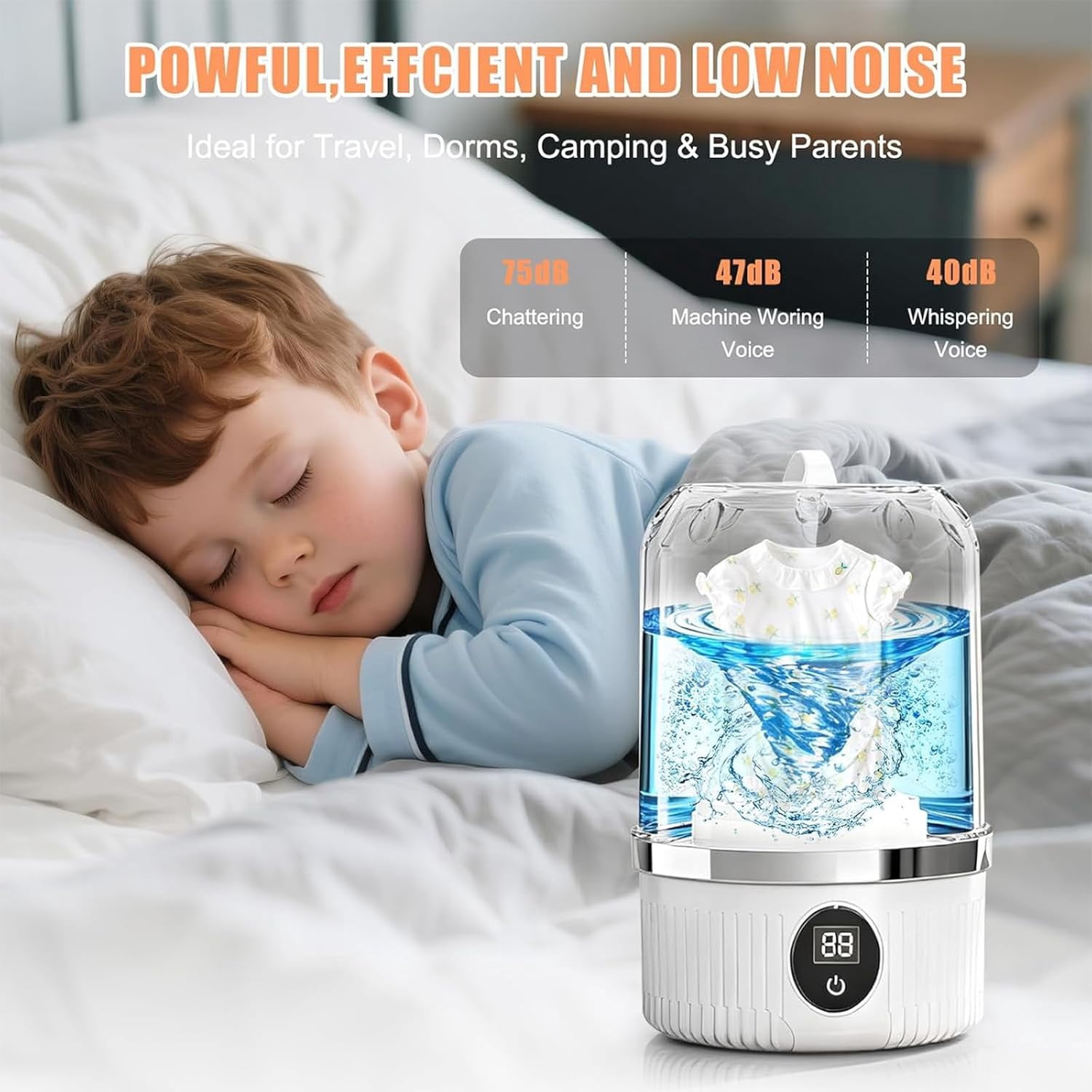 Mini Portable Washing Machine, 1L Small Electric Underwear Washer, Portable Washing Machine for Travel, Camping, Hotel, Apartment and Dorm Use (Blue)