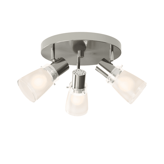 Laite Lumens 10" 3-Light Dimmable Track Lighting Kit, Brushed Steel Finish Flush Mount Ceiling Light Fixture with Frosted Glass Shades, Medium Base (e-26) Adjustable Heads