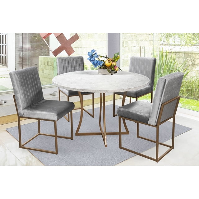 Comedor Soria 4 Sillas Oro Redondo Tubular y Cubierta de Formica