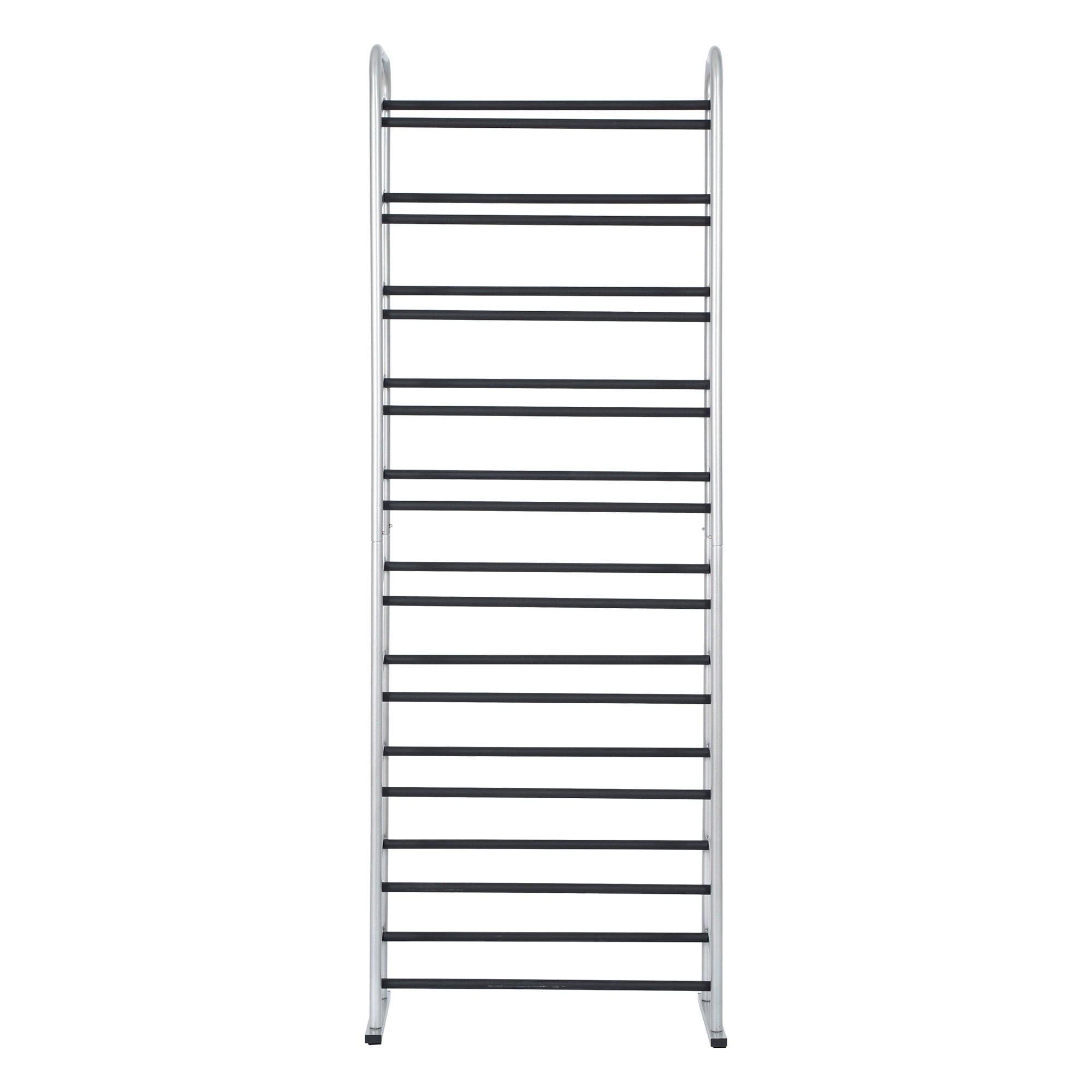 Mainstays 10-Tier Silver & Black Narrow Shoe Rack for Shoe Storage, Holds up to 30 Pairs