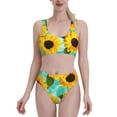 thumbnail image 2 of Picia Sunflowers With Green Leaves Women's High Waisted Bikini Scoop Neck Swimsuit Two Pieces Bathing Suit-Medium, 2 of 8