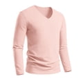 thumbnail image 4 of Men's Casual Solid Color V Neck Pullover Shirt Faddish Long Sleeve Soft Casual Basic T Shirts Lightweight Slim Fit Sports Shirt, 4 of 7