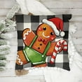 thumbnail image 4 of Merry Christmas Gingerbread Man Decorative Throw Pillow Covers 18x18 Set of 4, Xmas HOHOHO Winter Holiday Porch Patio Outdoor Pillowcase Buffalo Plaid Check Farmhouse Cushion Case Home Decor, 4 of 6