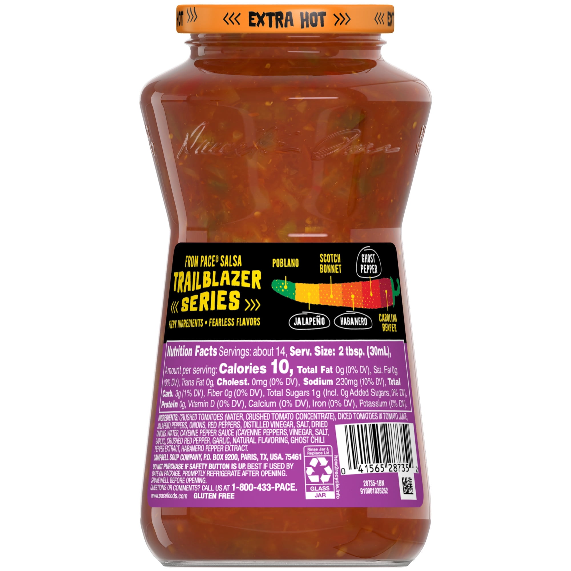 Pace Ghost Pepper Habanero Extra Hot Salsa, 16 oz Jar