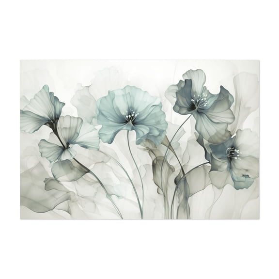 Ethereal Moody Flower Fantasies Teal - Painting Floral Flowers Botanical Minimalist Modern Art Pastel Abstract Unframed Wall Art Print 5 x 7 inches