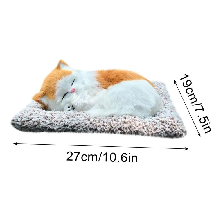 Simulation Pet Cat, Breathing Sleeping Cat with Mat, Plush