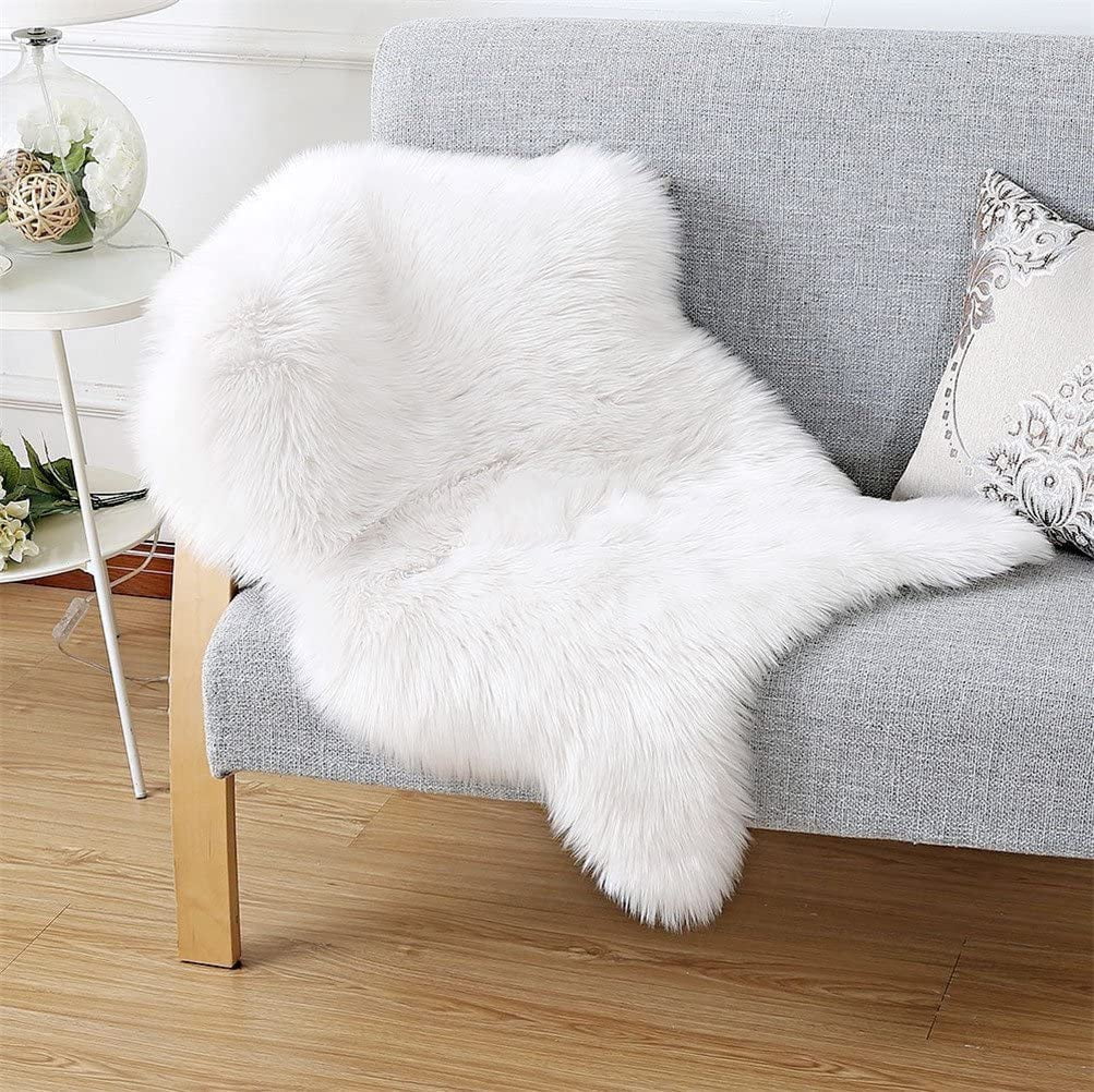 Faux lambskin sheepskin rug (60 x 90 cm) faux lambskin rug, longhair fur look imitation wool bed