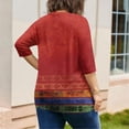thumbnail image 6 of Sewkxo Womens Plus Size Tops Casual 3/4 Sleeve Shirts Crewneck Print Blouse 2026 Summer Fashion Clothes L-5x,Red 3XL, 6 of 6