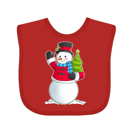 

Inktastic Snowman Holding Christmas Tree Gift Baby Boy or Baby Girl Bib