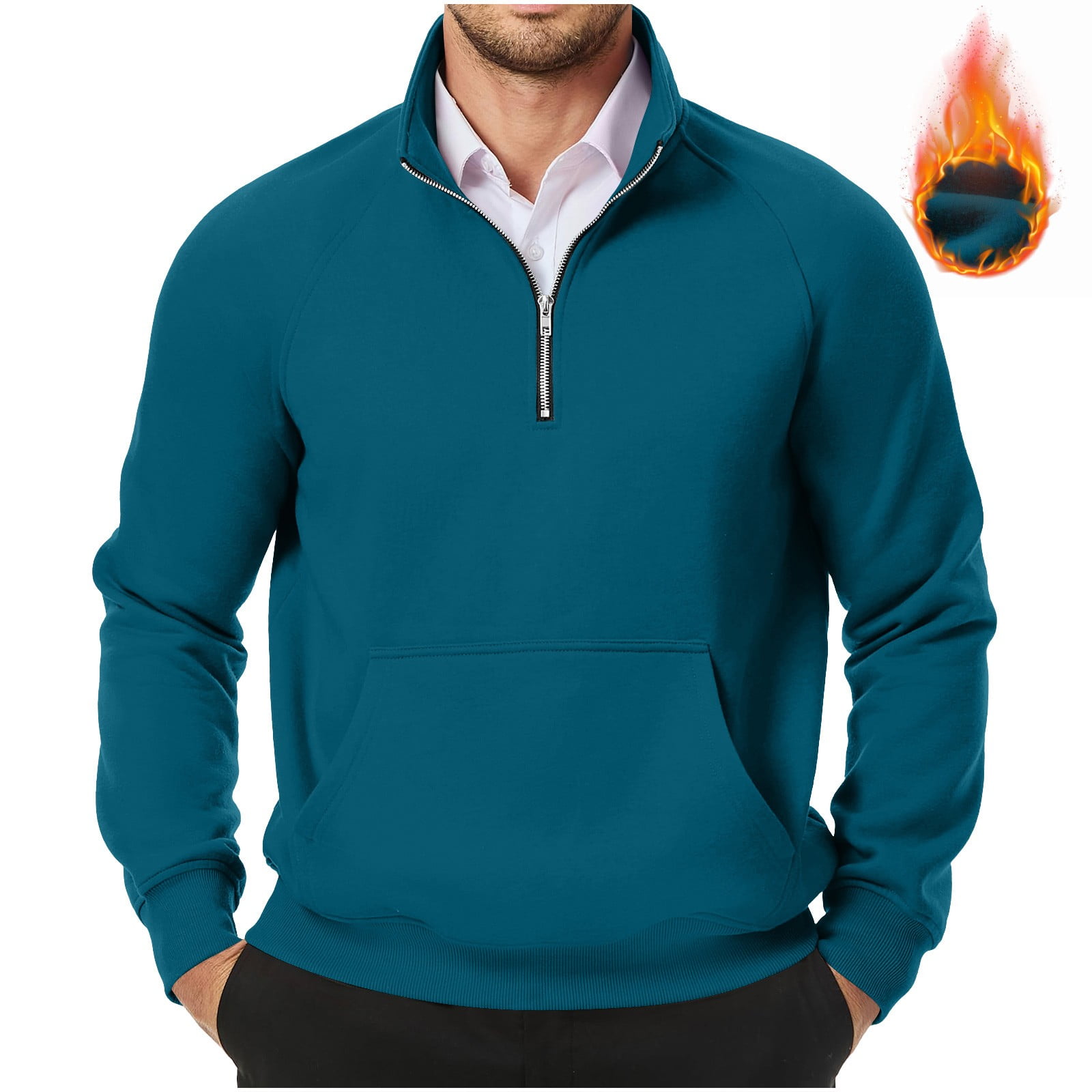 Dagugfen Tops for Men Fall Winter Zipper V Neck Pullover Fitted