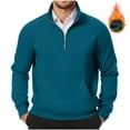 thumbnail image 2 of Jinhomg Mens Quarter Zip Sweatshirts Mock Collar Long Sleeve Solid Pullover Top Winter Warm Fleece Cozy Sweater Shirt Navy,XXL, 2 of 6