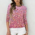 thumbnail image 6 of Fabrcox S-5xl Christmas Tree Printed Womens Graphic T Shirts Xxl Plus Size 3/4 Sleeve Tops Round Neck Holiday Tunic Lightweight Basic Tops Pink 4XL, 6 of 6