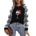 thumbnail image 1 of Sudadera de Manga Larga Suelta Cuello Redondo Estampado a Cuadros Costuras de Color Patrón navideño Jersey Informal para Otoño Invierno Rojo XL, 1 of 6