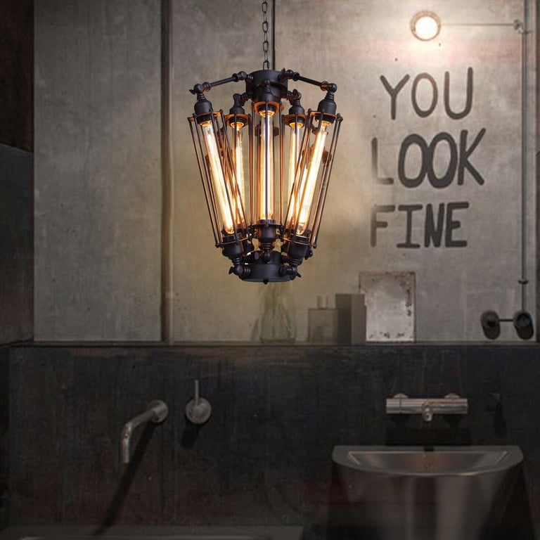 8-light Retro Chandelier Industrial Ceiling Light Dining Room Loft