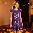 thumbnail image 2 of WhouRiu Girls Halloween Graphic Dresses Sleeveless Flutter Sleeve Crew Neck Dress Kids Comfortable Cute Party Nightgown,6-7 Years, 2 of 4