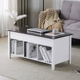 thumbnail image 4 of Zimtown Modern Lift-Top Coffee Table, 39.8" Rectangle Coffee Table with Lift Top & 3 Cube Storage, White & Light Brown Living Room Center Table, 4 of 6