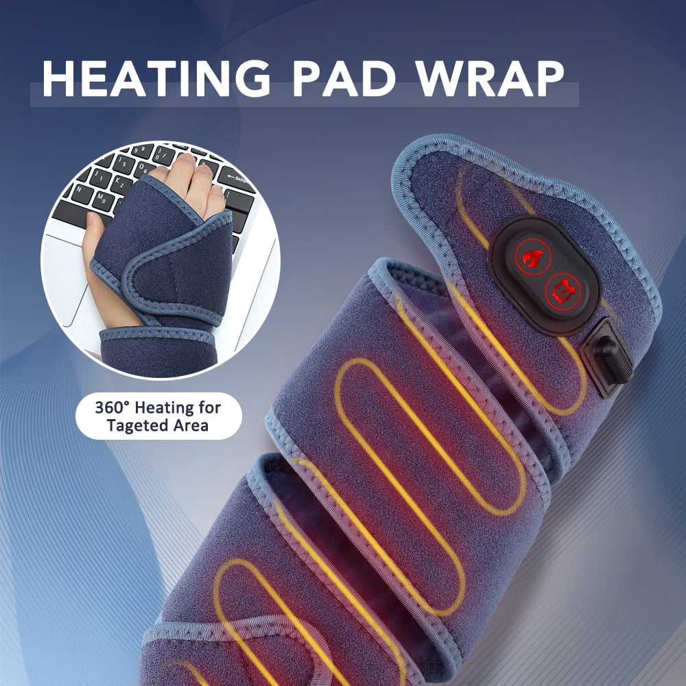 Heating Pad Wrap, Electric Heating Pad, Extra Long Fast Heating Wrap with 4 Heat Settings, Adjustable Heated Brace Wearable Heating Wrap, Around for Wrist Elbow Knee Ankle Arm, Blue